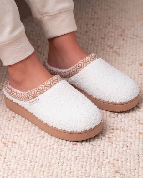 Chaussons mules suédine à semelle compensé de 3,5 cm, confort Camel+Ivoire 8 - vertbaudet enfant 
