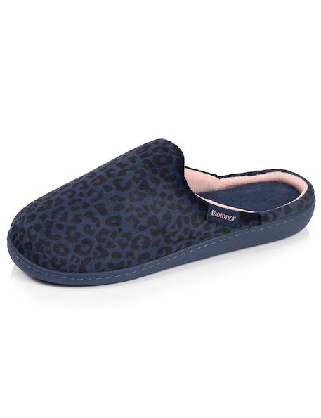 Chaussons mules microvelours semelle ergonomique, mousse à mémoire forme Léopard marine 6 - vertbaudet enfant 