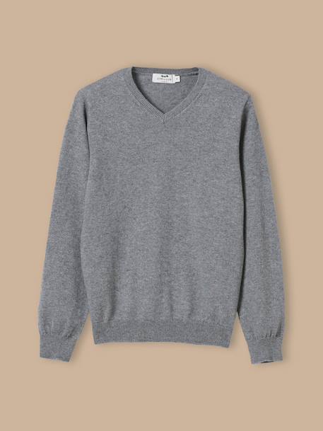 Pull col v garçon Gris chine 1 - vertbaudet enfant 