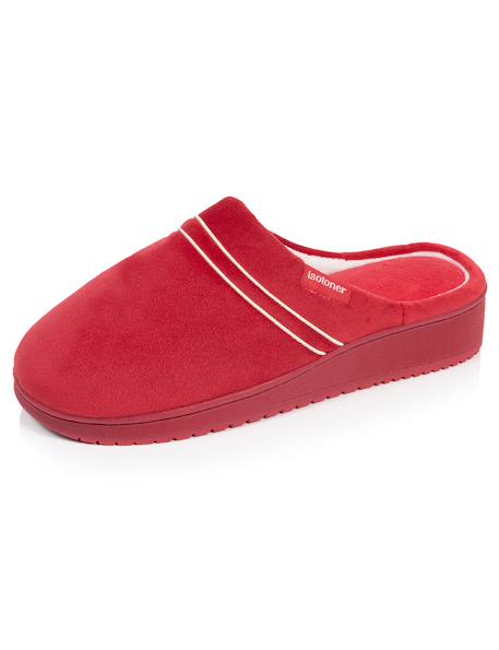 Chaussons mules microvelours mousse à mémoire forme talon 3,7 cm Noir+Rouge 12 - vertbaudet enfant 