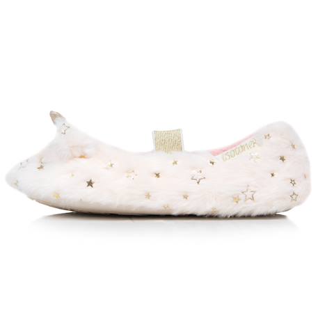 Chaussons ballerines imitation fourrure, semelle gomme antidérapante Ivoire 3 - vertbaudet enfant 
