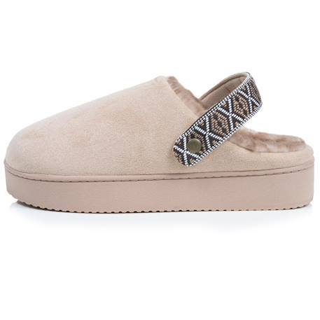 Chaussons mules suédine semelle plateforme Beige+Léopard camel+Taupe 4 - vertbaudet enfant 