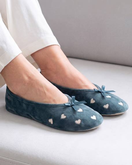 Chaussons ballerines ultra confortables, semelle en cuir, détail grand nœud Bleu canard+Bleu canardfleurs+Girafe+Gris chiné clair+Ivoire+Rayure marinière+Rayuresbleues+Rouge+Sauge+Sauge/crème+Vert d'eau 55 - vertbaudet enfant 