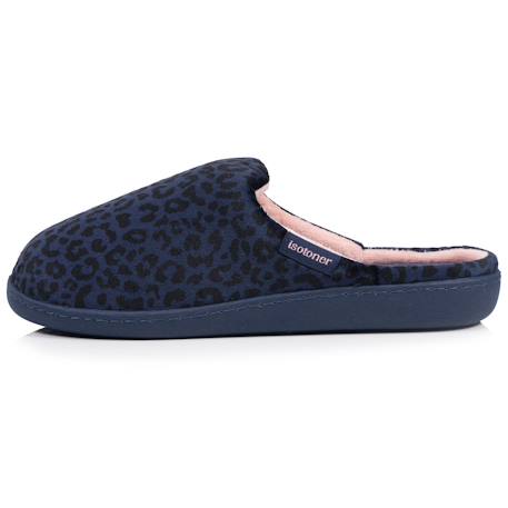 Chaussons mules microvelours semelle ergonomique, mousse à mémoire forme Léopard marine 4 - vertbaudet enfant 