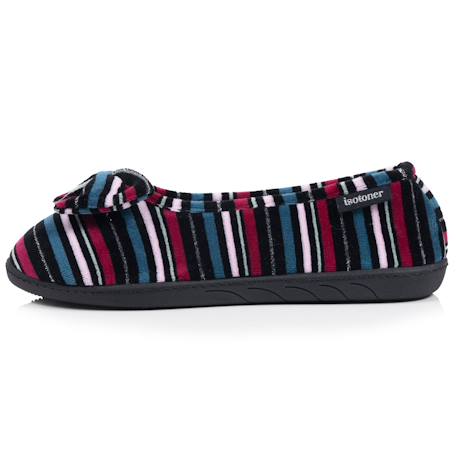 Chaussons ballerines microvelours semelle ergonomique, mousse à mémoire forme Noir+Rayures canard+Rouge 10 - vertbaudet enfant 