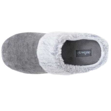 Chaussons mules sergé pailleté, semelle gomme ultra souple Gris foncé 3 - vertbaudet enfant 