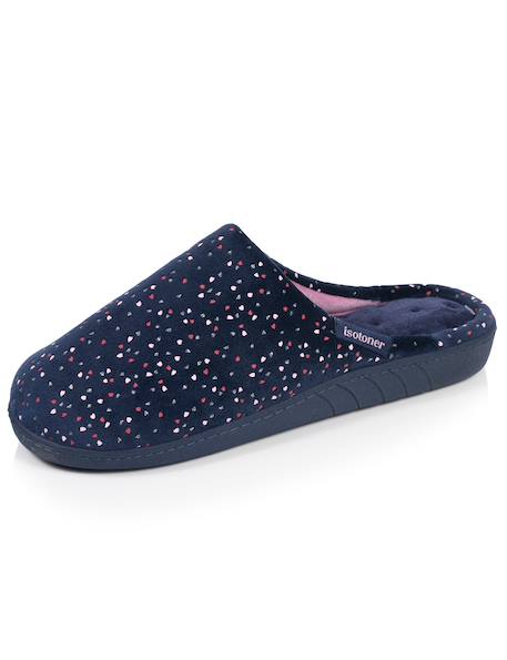Chaussons mules microvelours semelle ergonomique, mousse à mémoire forme Marine+Noir+Rayures canard 6 - vertbaudet enfant 