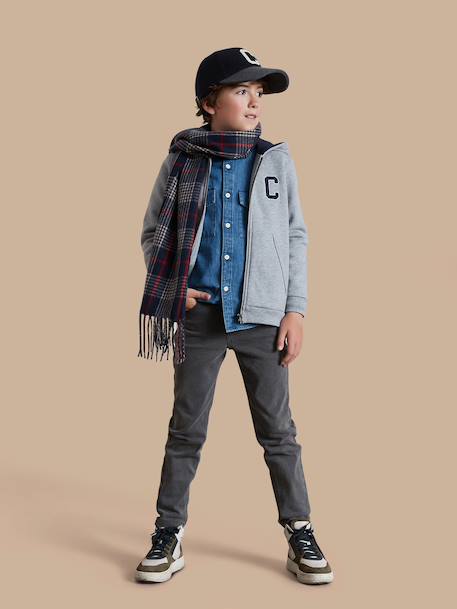 Sweat zippé à capuche garçon Gris chine+Marine 5 - vertbaudet enfant 