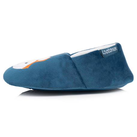 Chaussons mocassins microvelours, semelle gomme antidérapante Bleu canard 3 - vertbaudet enfant 
