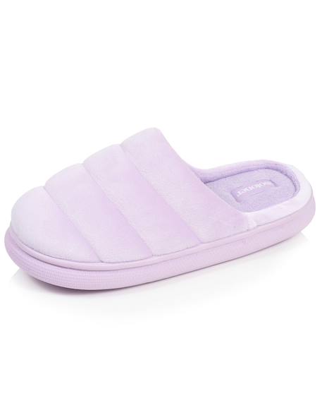 Chaussons mules microvelours semelle bloup extra confort Blush+Gris chiné+Léopard beige+Lilas 24 - vertbaudet enfant 