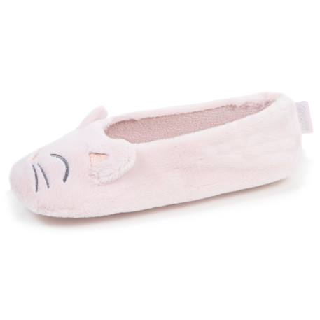 Chaussons ballerines imitation fourrure, semelle gomme ultra souple Gris+Rose 7 - vertbaudet enfant 