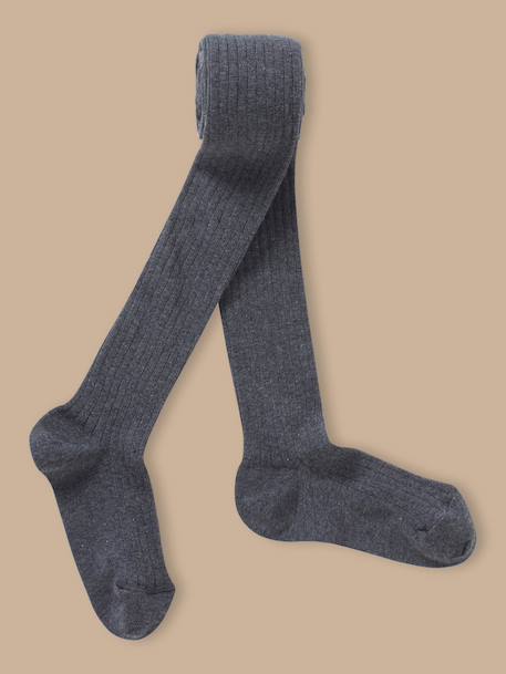 Collants à côtes fille Gris chine fonce+Marine+Rose doux 4 - vertbaudet enfant 