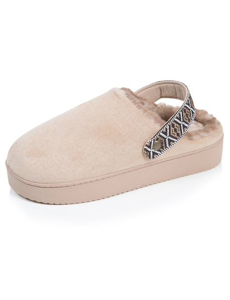 Chaussons mules suédine semelle plateforme Beige+Léopard camel+Taupe 6 - vertbaudet enfant 