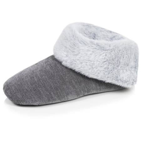 Chaussons bottillons sergé pailleté, semelle gomme ultra souple Gris foncé 1 - vertbaudet enfant 