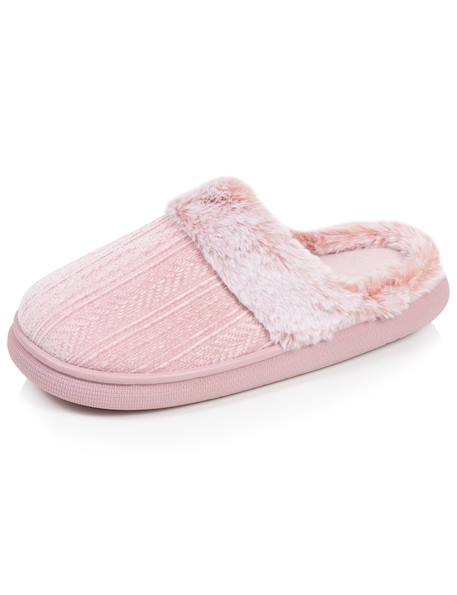 Chaussons mules microvelours semelle bloup extra confort Blush+Gris chiné+Léopard beige+Lilas 6 - vertbaudet enfant 