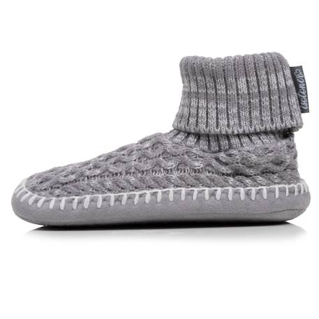 Chaussettes d'intérieur maille torsadée, picots antidérapants Gris+Ivoire 3 - vertbaudet enfant 
