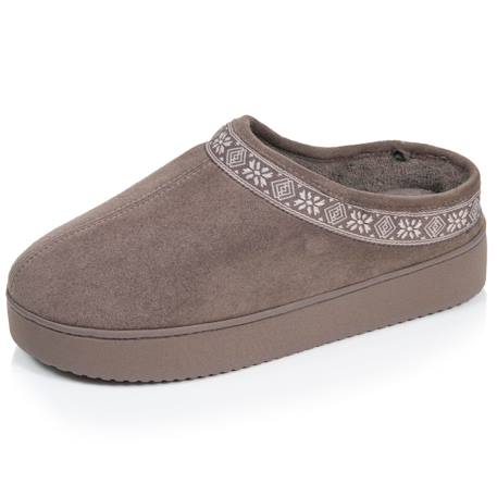 Chaussons mules suédine semelle plateforme Beige+Léopard camel+Taupe 13 - vertbaudet enfant 