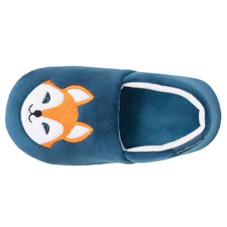Chaussons mocassins microvelours, semelle gomme antidérapante Bleu canard 2 - vertbaudet enfant 