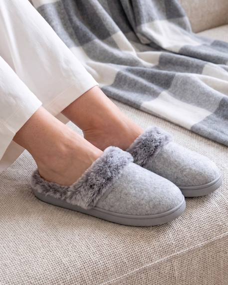 Chaussons mules microvelours semelle bloup extra confort Blush+Gris chiné+Léopard beige+Lilas 8 - vertbaudet enfant 
