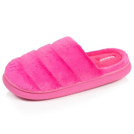 Chaussons mules microvelours semelle bloup extra confort Camel+Fuchsia 7 - vertbaudet enfant 