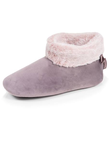 Chaussons bottillons microvelours, semelle gomme ultra souple Taupe 6 - vertbaudet enfant 