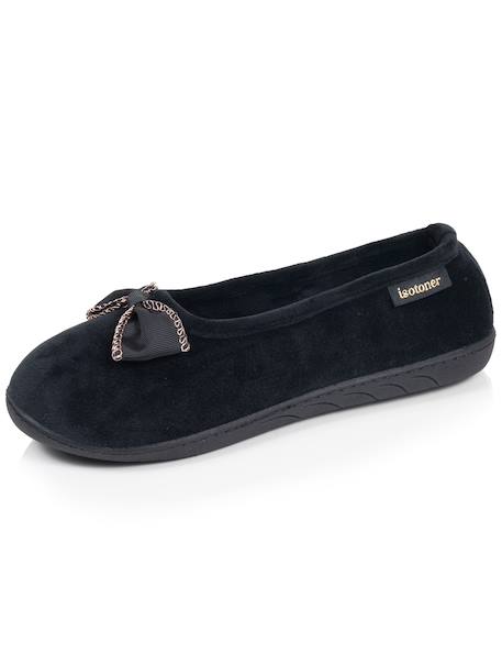 Chaussons ballerines microvelours semelle ergonomique, mousse à mémoire forme Noir+Rayures canard+Rouge 6 - vertbaudet enfant 