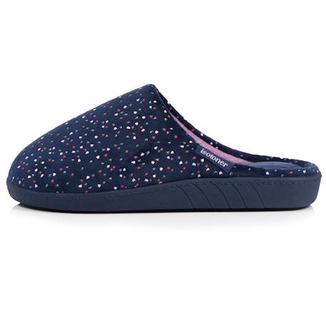 Chaussons mules microvelours semelle ergonomique, mousse à mémoire forme Marine+Noir+Rayures canard 4 - vertbaudet enfant 
