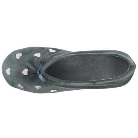 Chaussons ballerines ultra confortables, semelle en cuir, détail grand nœud Bleu canard+Bleu canardfleurs+Girafe+Gris chiné clair+Ivoire+Rayure marinière+Rayuresbleues+Rouge+Sauge+Sauge/crème+Vert d'eau 56 - vertbaudet enfant 