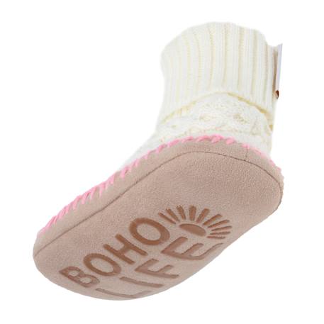 Chaussettes d'intérieur maille torsadée, picots antidérapants Gris+Ivoire 10 - vertbaudet enfant 