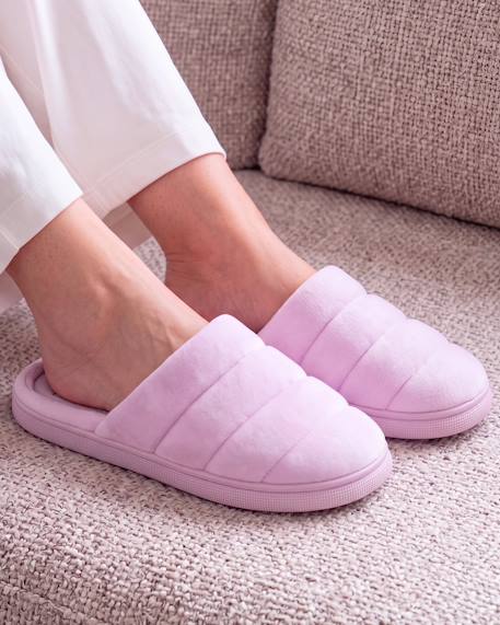 Chaussons mules microvelours semelle bloup extra confort Blush+Gris chiné+Léopard beige+Lilas 20 - vertbaudet enfant 