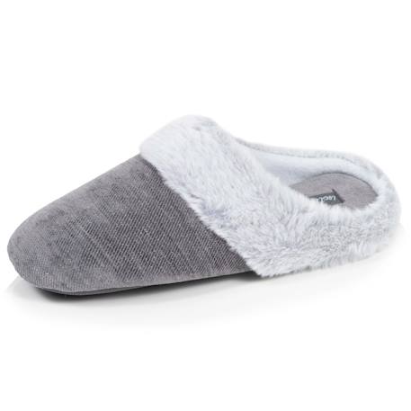 Chaussons mules sergé pailleté, semelle gomme ultra souple Gris foncé 1 - vertbaudet enfant 