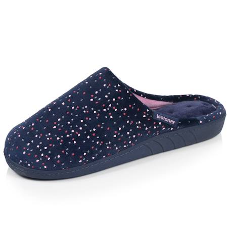 Chaussons mules microvelours semelle ergonomique, mousse à mémoire forme Marine+Noir+Rayures canard 1 - vertbaudet enfant 