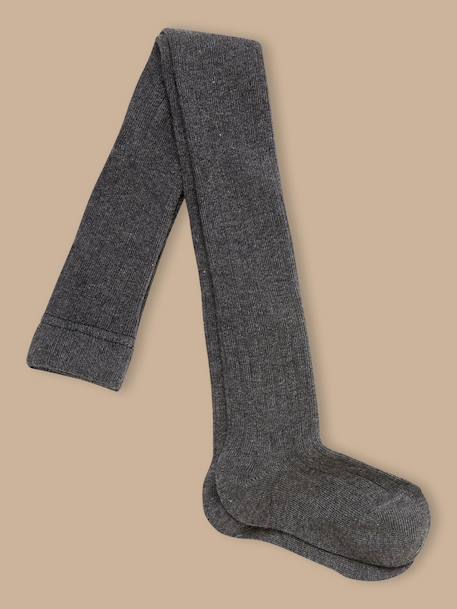 Collants à côtes fille Gris chine fonce+Marine+Rose doux 1 - vertbaudet enfant 