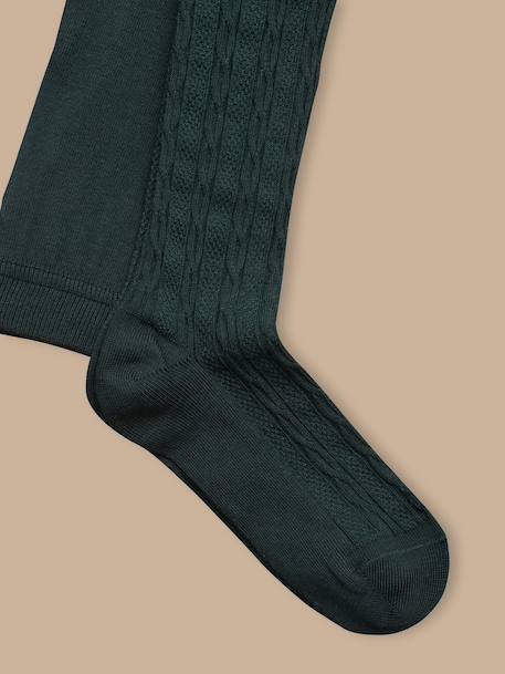 Collants fille avec torsades Bleu ombre+Marine 5 - vertbaudet enfant 