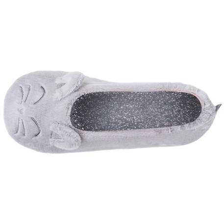 Chaussons ballerines imitation fourrure, semelle gomme ultra souple Gris+Rose 3 - vertbaudet enfant 