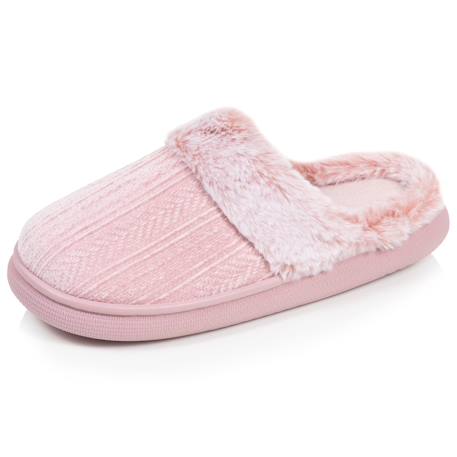 Chaussons mules microvelours semelle bloup extra confort Blush+Gris chiné+Léopard beige+Lilas 1 - vertbaudet enfant 