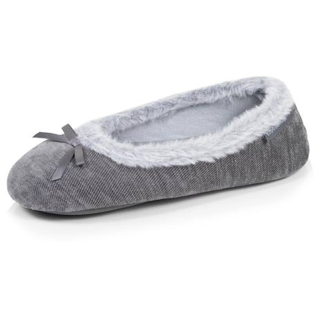 Chaussons ballerines sergé pailleté, semelle gomme ultra souple Gris foncé 1 - vertbaudet enfant 