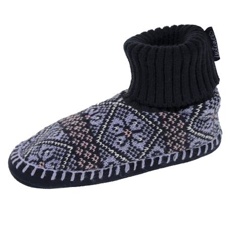 Chaussettes d'intérieur maille jacquard, picots antidérapants Jacquard marine 1 - vertbaudet enfant 