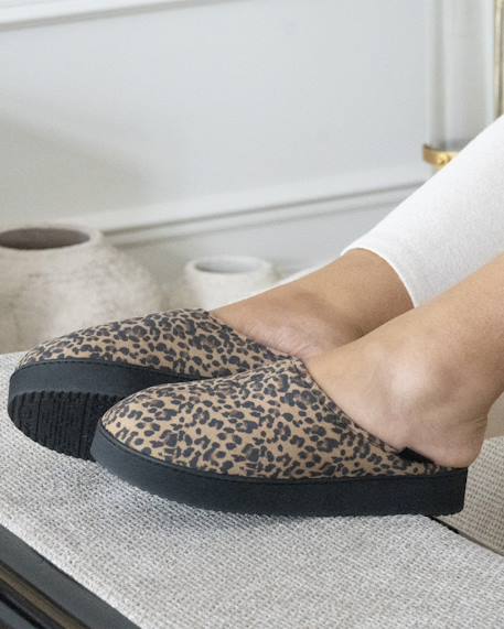 Chaussons mules suédine semelle plateforme Beige+Léopard camel+Taupe 8 - vertbaudet enfant 