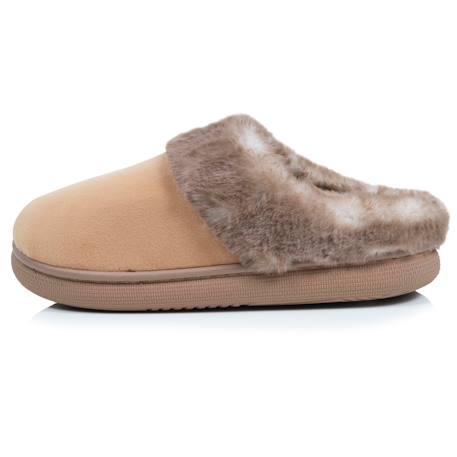 Chaussons mules microvelours semelle bloup extra confort Camel+Fuchsia 4 - vertbaudet enfant 