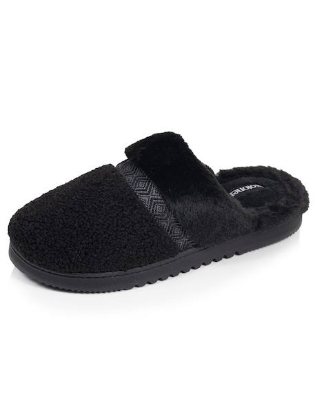 Chaussons mules ultra confortables, en maille bouclette, semelle crantée Beige+Camel+Noir 18 - vertbaudet enfant 