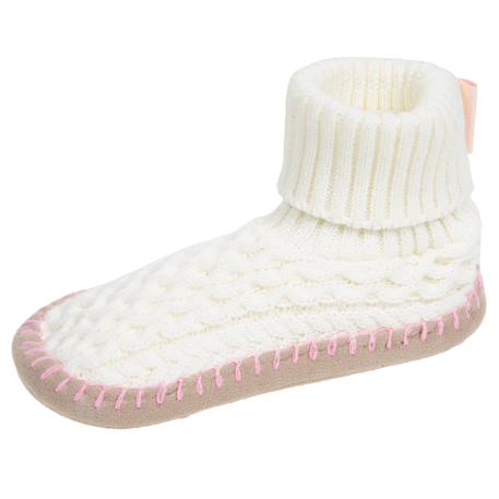 Chaussettes d'intérieur maille torsadée, picots antidérapants Gris+Ivoire 6 - vertbaudet enfant 