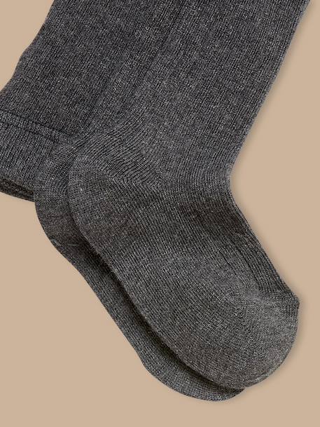 Collants à côtes fille Gris chine fonce+Marine+Rose doux 2 - vertbaudet enfant 