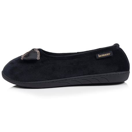 Chaussons ballerines microvelours semelle ergonomique, mousse à mémoire forme Noir+Rayures canard+Rouge 4 - vertbaudet enfant 