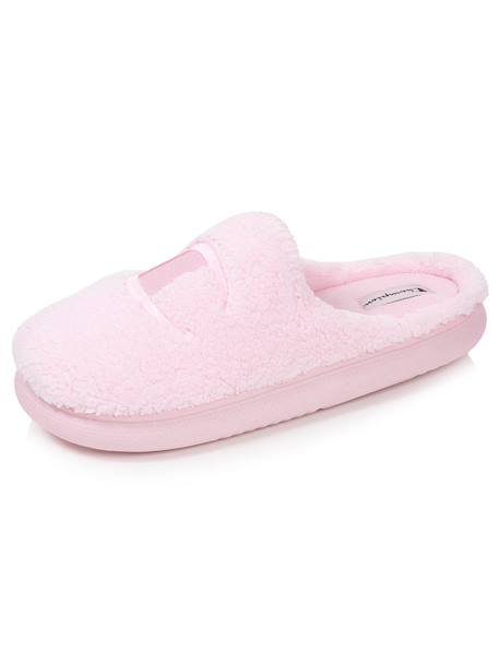 Chaussons mules sherpa stylé et chaud confort douillets et moelleux Ivoire+Rose pâle+Vert d'eau 12 - vertbaudet enfant 