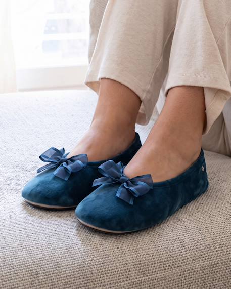 Chaussons ballerines semelle intérieure moelleuse et confortable Bleucanard+Léopard+Sauge 2 - vertbaudet enfant 
