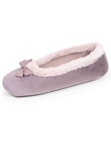 Chaussons ballerines microvelours, semelle gomme ultra souple Taupe 6 - vertbaudet enfant 
