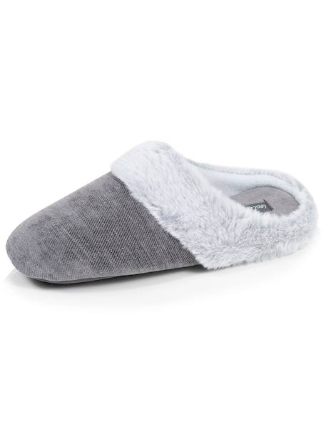 Chaussons mules sergé pailleté, semelle gomme ultra souple Gris foncé 6 - vertbaudet enfant 