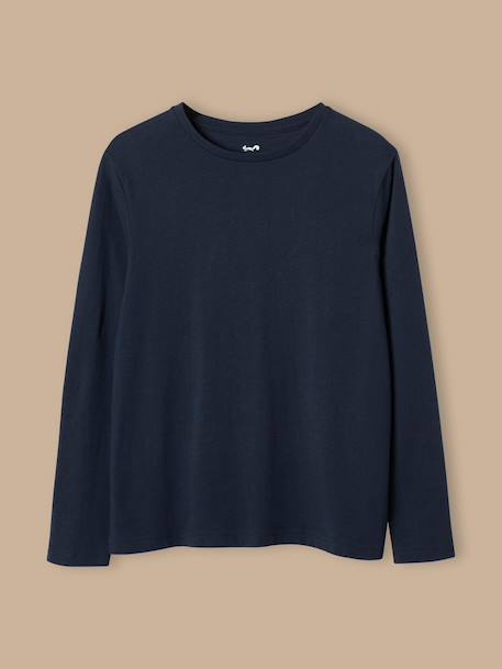 T-shirt manches longues garçon Bleu fonce uni avec+Gris moyen uni avec 1 - vertbaudet enfant 
