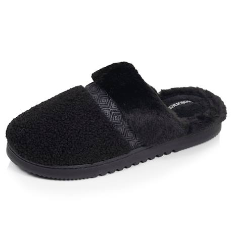 Chaussons mules ultra confortables, en maille bouclette, semelle crantée Beige+Camel+Noir 13 - vertbaudet enfant 